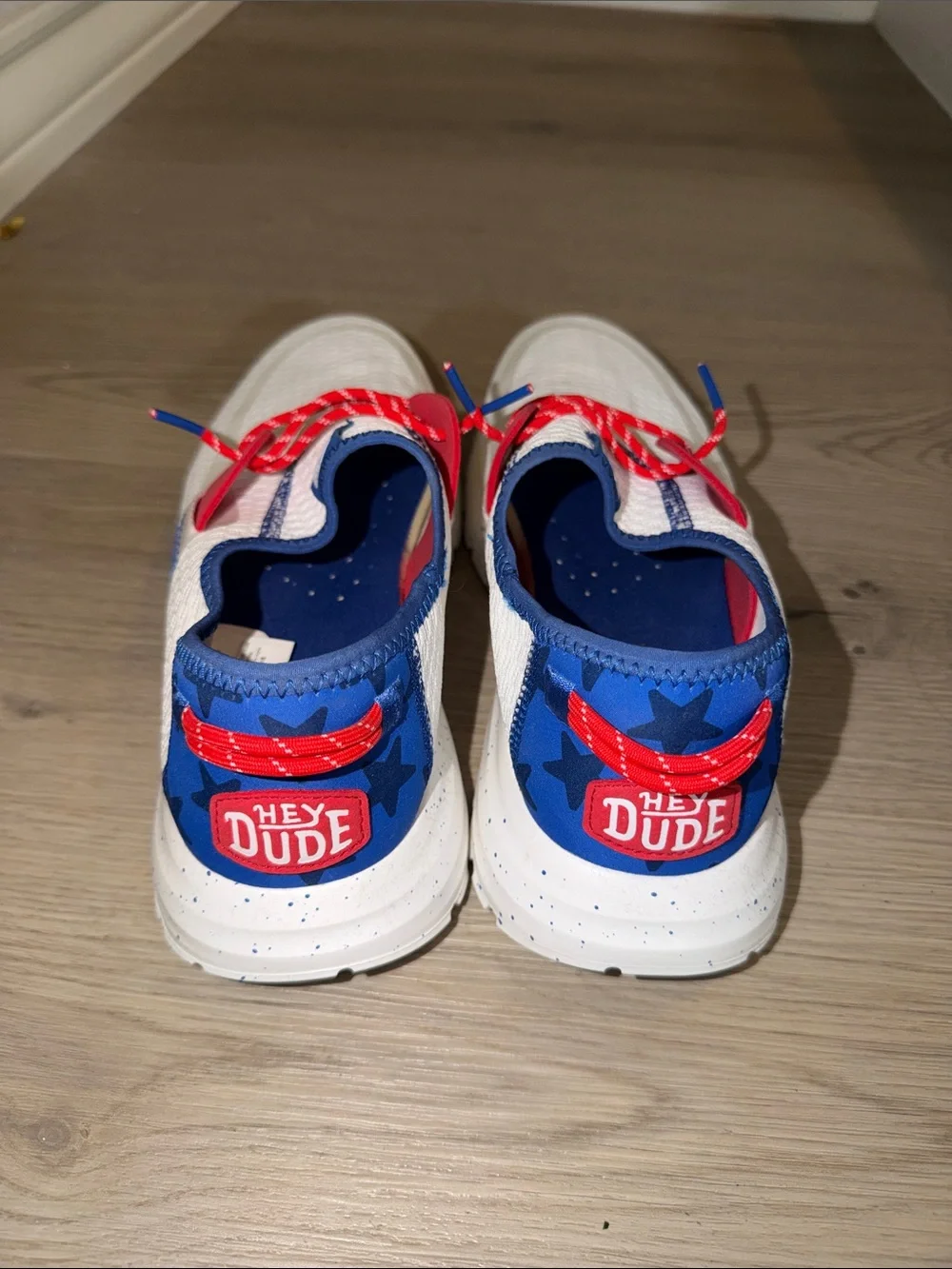 Hey Dude Mens Size 10 Sirocco Americana Varsity Blue White Red Stars USA New